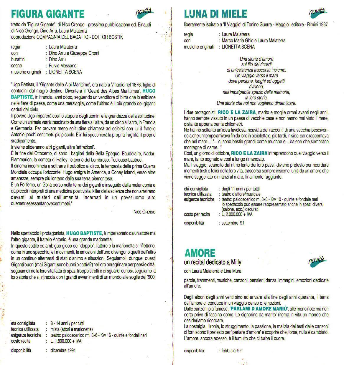 Laura Malaterra, teatro, Compagnia del Bagatto