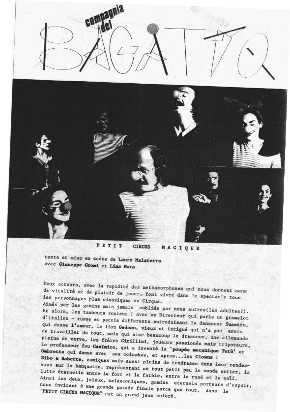Laura Malaterra, teatro, teatro per ragazzi, Piccolo Circo magico, Giuseppe Gromi, Lina Mura