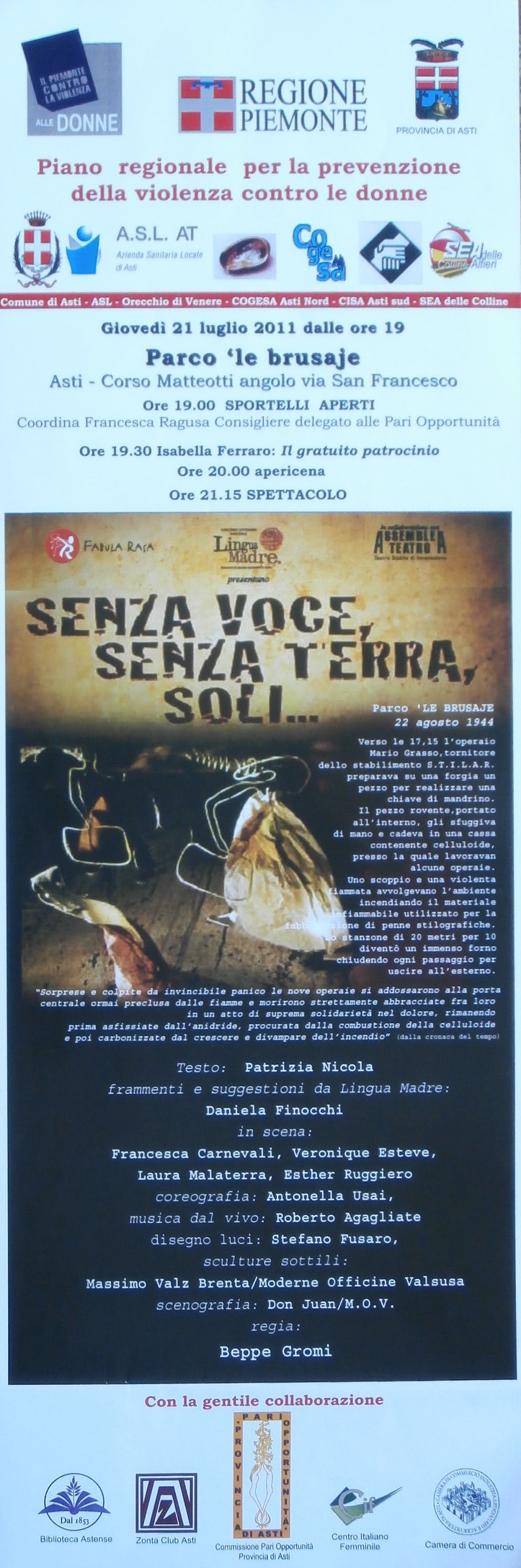 Laura Malaterra, teatro, Senza voce senza terra soli, Lingua Madre, Fabula Rasa, Daniela Finocchi, Patrizia Nicola, Sonia, Aimiuwu, Francesca Carnevali, Veronique Esteve, Esther Ruggiero